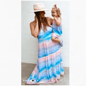 SHOW ME YOUR MUMU Isabella Maxi Dress MUmaid Waves pastel rainbow women's S